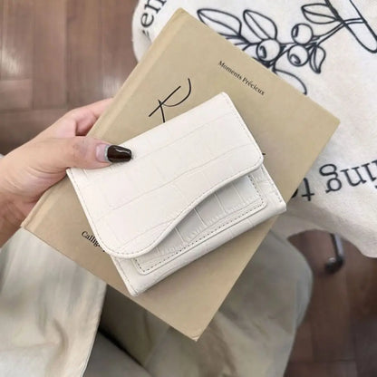 Women Mini Wallet Purse Female Short PU Leather Purse Solid Color Lightweight Fashion Multiple Card Positions for Student