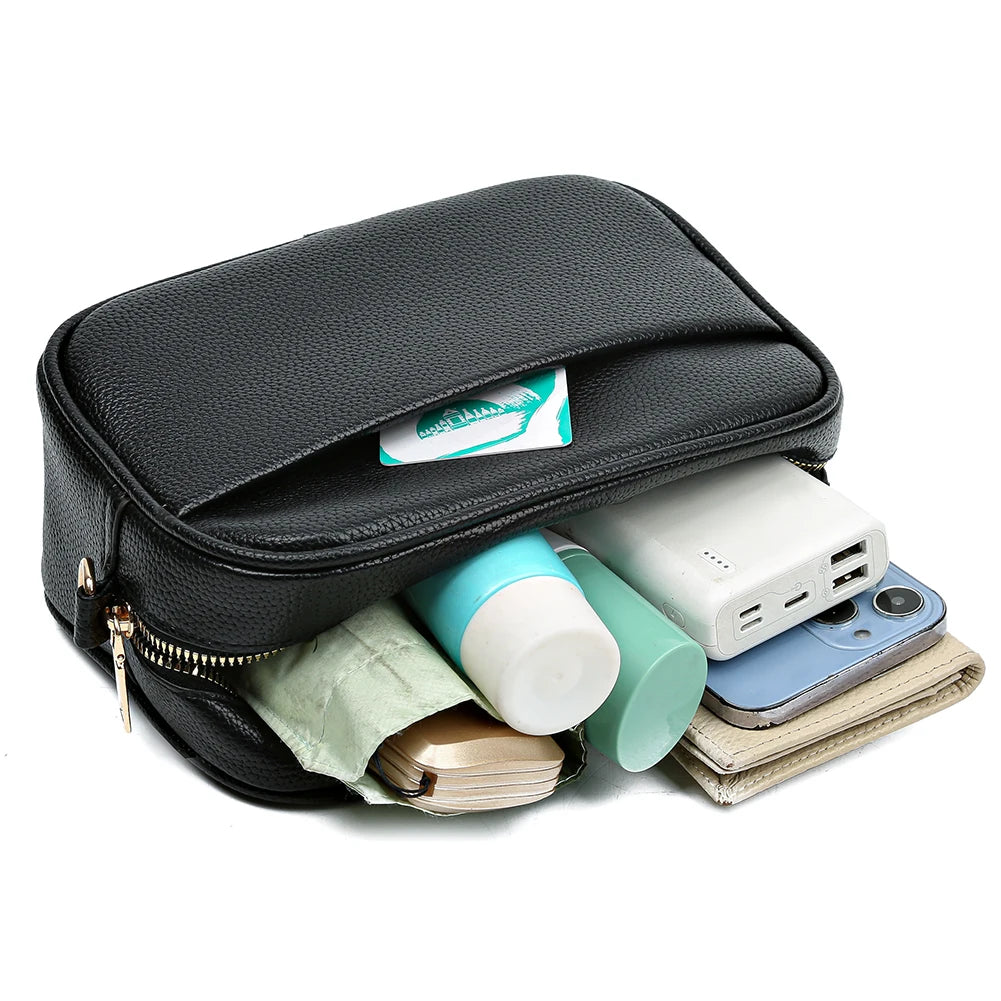 Women Crossbody Purse Leather Cross Body Bag with 2 Strap Fashion Simple Solid Color Crossbody Brand Design Handbags