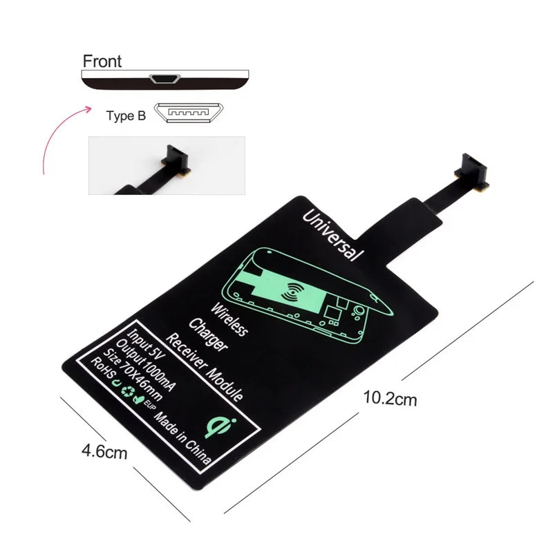 Wireless Charger Receiver Support Type C/Micro USB/Lightning Fast Wireless Charging Adapter For iPhone 5 Android Wireless Charge