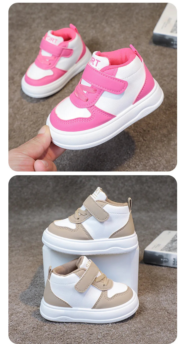 Fashion Kids Sneakers Spring Autumn High Top Breathable Casual Shoes Girls Non-slip Board Shoes Boys Outdoors Basketball Shoes