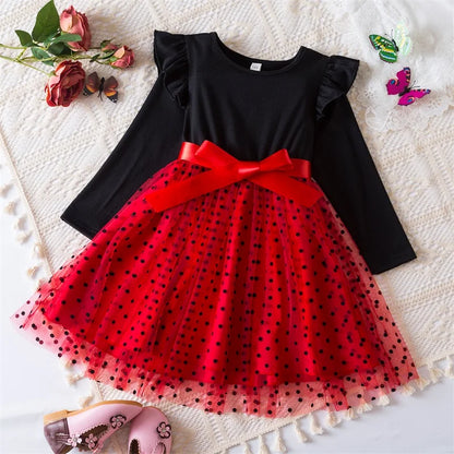Elegant New Girl Embroidery Flower Girl Dresses for Wedding Autumn Winter Long Sleeve Princess Birthday Party Clothing 3-8Yrs