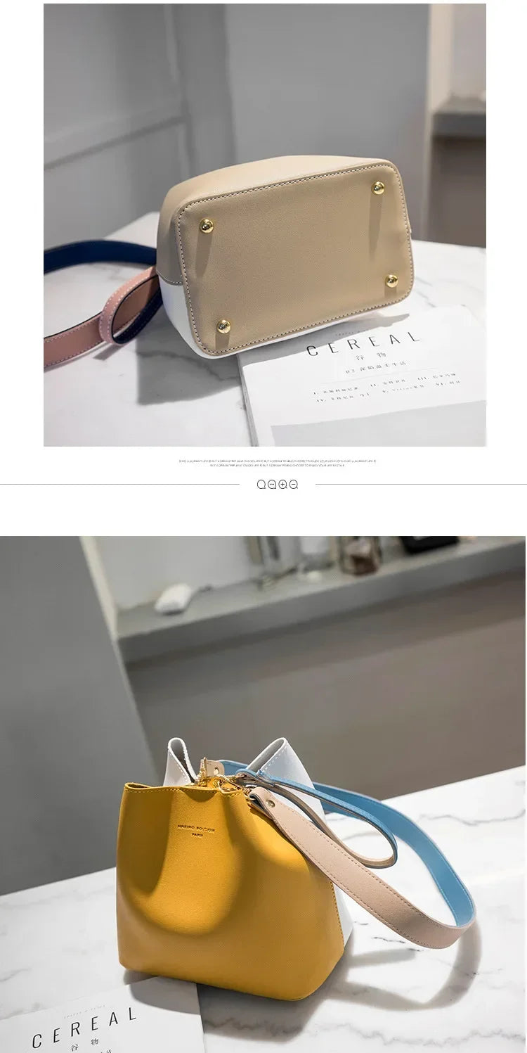 Summer Women's PU Leather Bucket Bag - Fashion Crossbody Shoulder Tote, Brand Designer Messenger Purse for Ladies