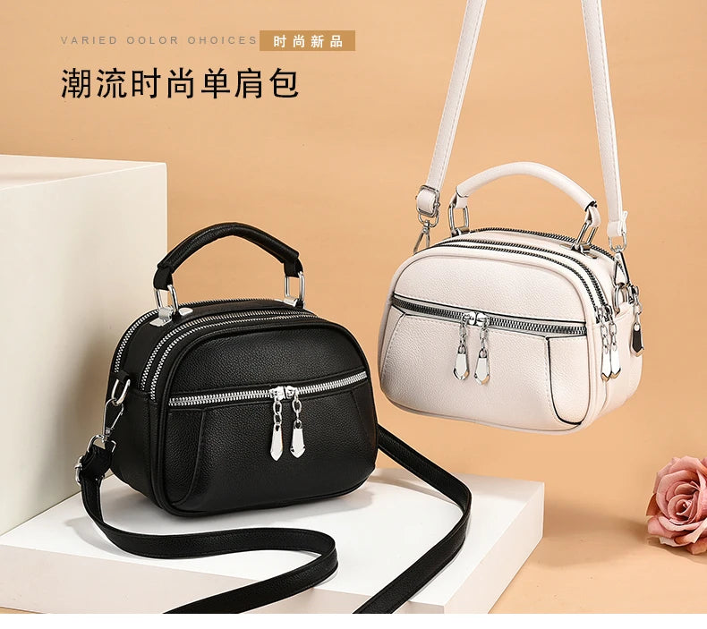 Women Small Purses and Handbags PU Leather Solid Color Zipper Shoulder Bag Cross Body Bags Small Wallets Short Handle Bag