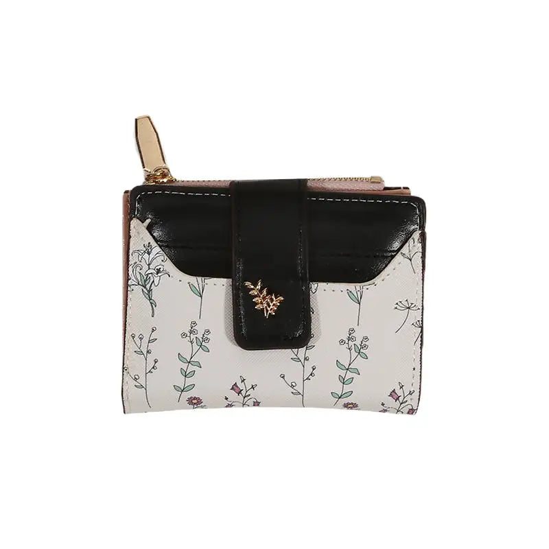 PU Leather Short Wallet Women Multi-Cards Zipper Coin Purse Hasp Small Flowers Card Bag Wallet Zipper Hasp For Girl