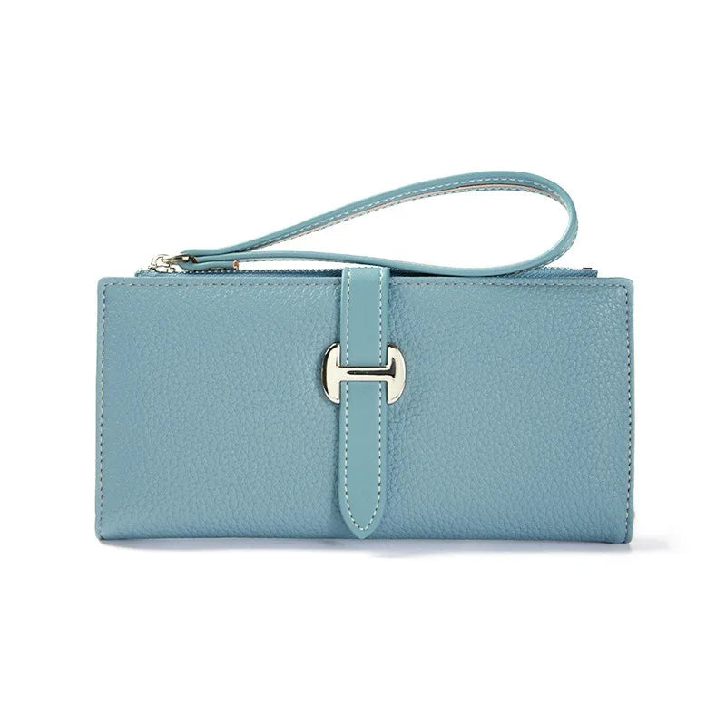 Luxury Designer Women's Wallet PU Leather Long Purse for Women Card Holder Handbag with Zip Pocket Simple Clutch Bag