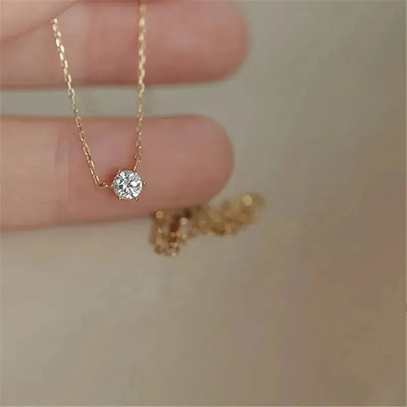 S925 Sterling Silver Necklace Set with Zircon Electroplated 14k Gold Women's Fine Style