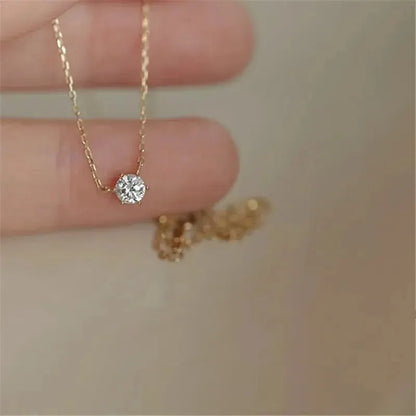 S925 Sterling Silver Necklace Set with Zircon Electroplated 14k Gold Women's Fine Style