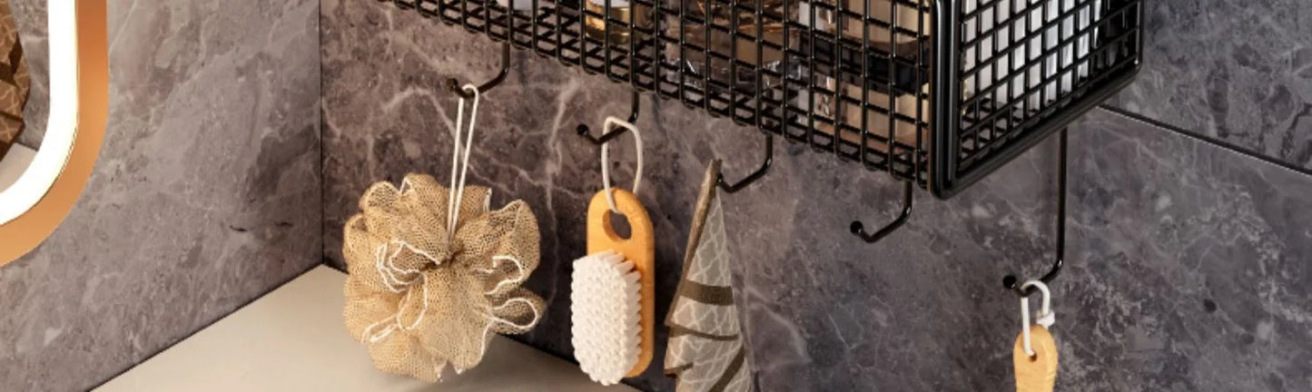 Bathroom Organiser Multifunctional Toiletries Organiser No-Punch Bathroom Shelf Bathroom Kitchen Wall Mount Storage Rack