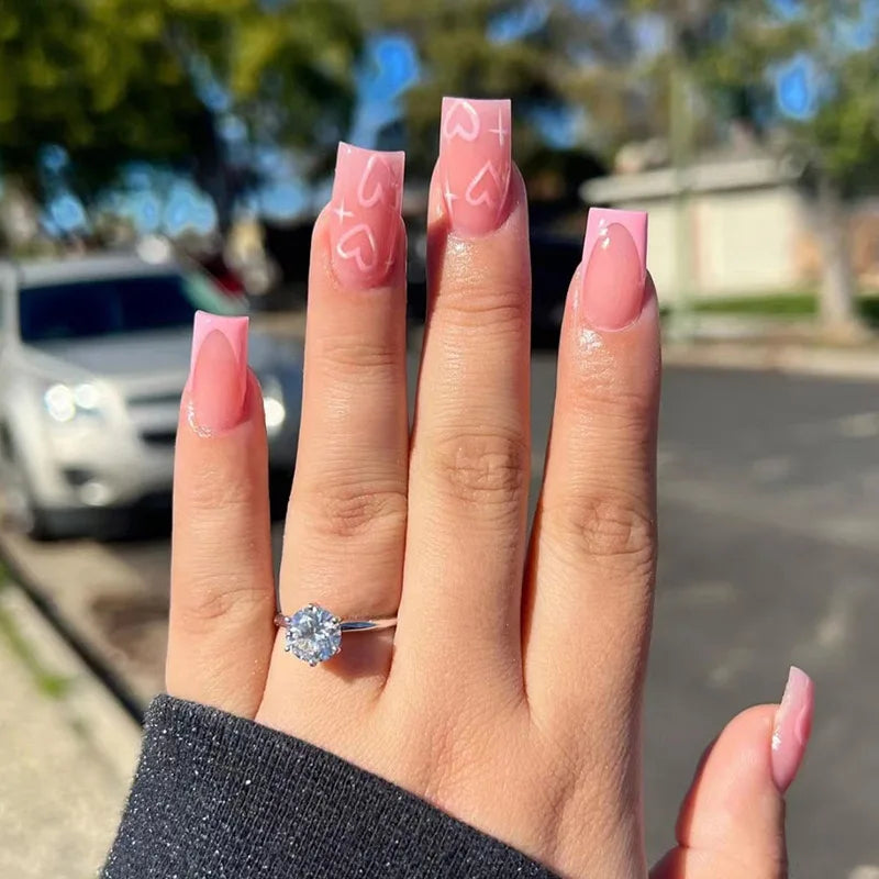 24Pcs Leopard Print Fake Nails Artificial Finished Press on Short Ballet White Fake Nail Wearable Full Cover Nail Art Tips