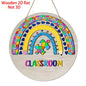 2D Retro Wooden Disc Cartoon Book Flower Design Signboard School Classroom Library After-school Class Door Hanging Decor Gift
