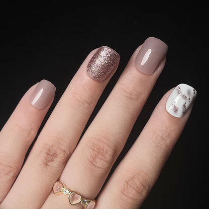 24pcs Casual Short Square Fake Nails Art Lavender Nail Romantic Colors Removable Full Cover Press on Nails Womens Nail Products