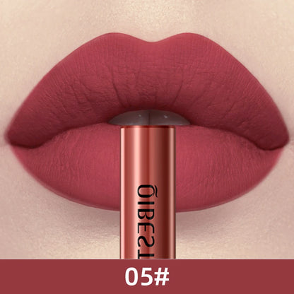 QIBEST 24 Colors Liquid Lipstick Ultra Matte Velvet Long Lasting Women Beauty Red Nonstick Cup Waterproof Lip Gloss Nude Makeup