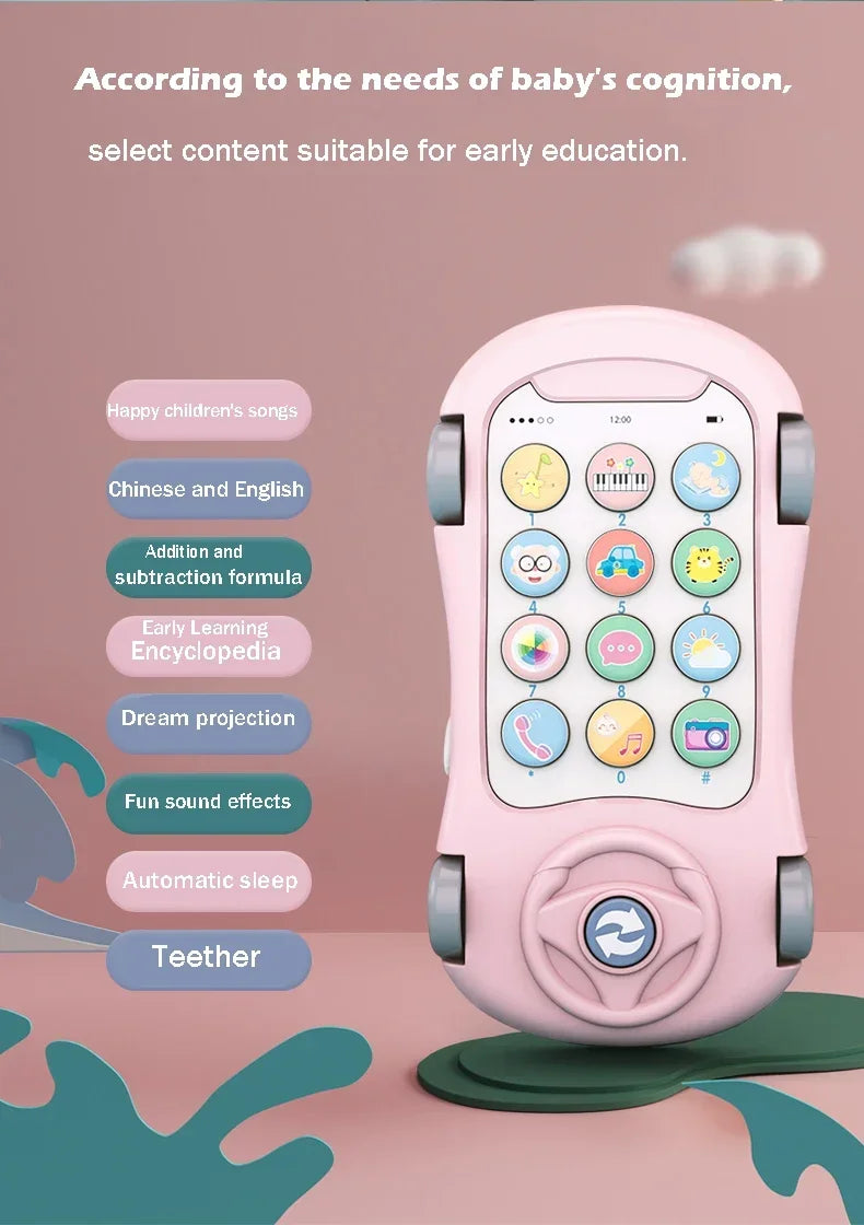 Kids Mobile Phone for Toddlers 0-12 Months Kids Learning Toys Educational Montessori Musical Toys for Kids 2 to 4 Years Old Girl
