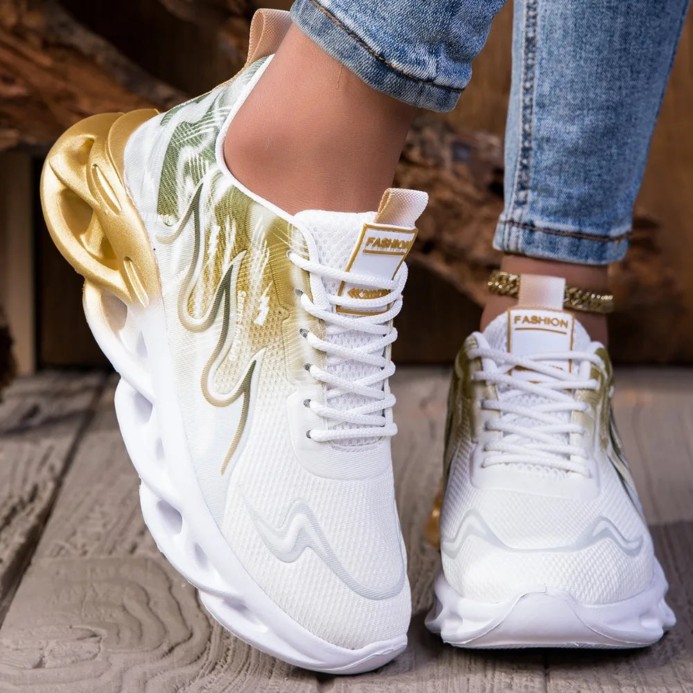 Unisex Running Shoes Women Men Lightweight Mesh Breathable Comfortable Flat Soft Tennis Shoes Summer Lace-up Sneakers Woman