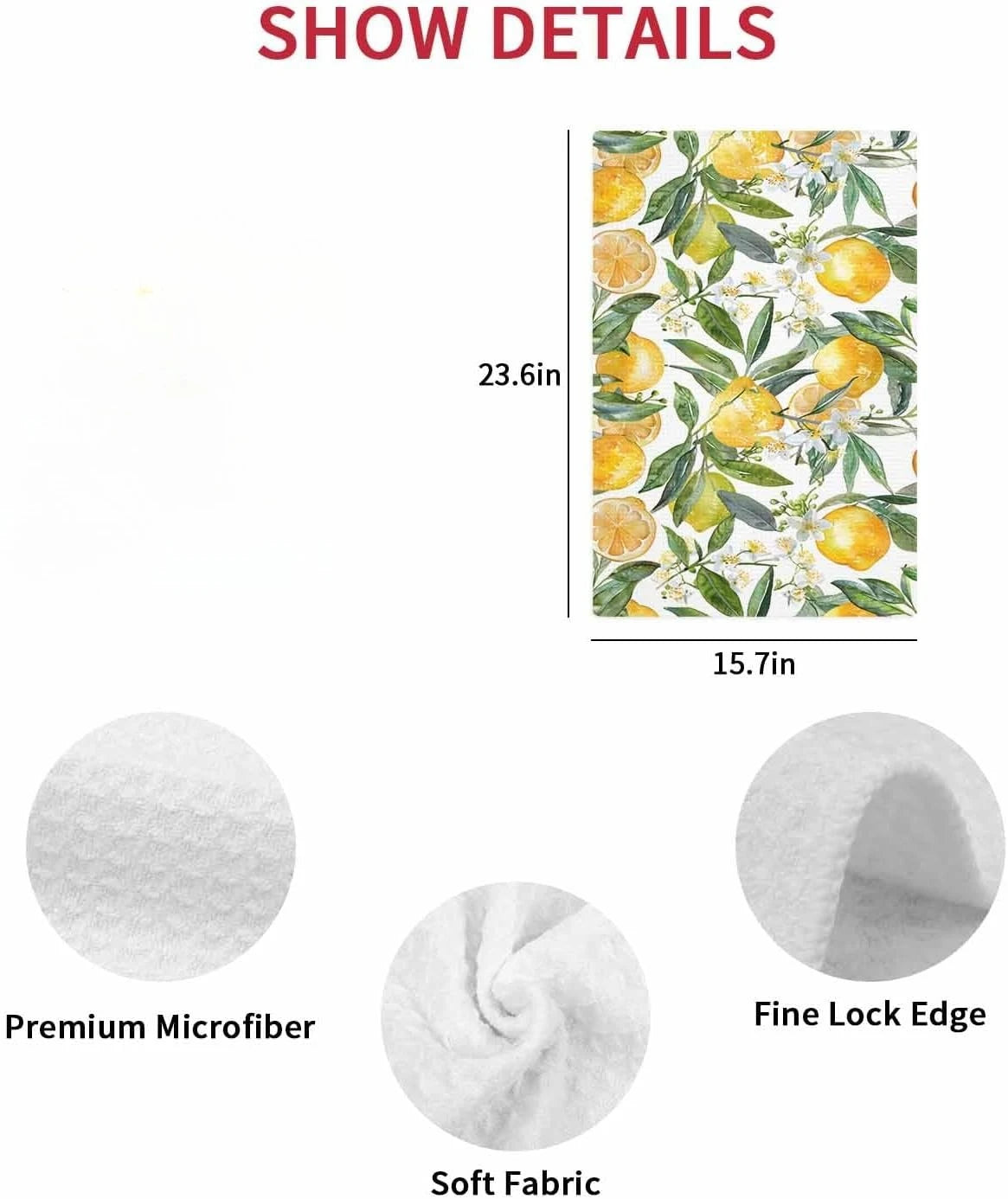Summer Lemon Flower Kitchen Dish Towels Set Cleaning Supplies Microfiber Dish Drying Towels Hand Towels Kitchens Accessories