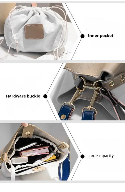 Summer Women's PU Leather Bucket Bag - Fashion Crossbody Shoulder Tote, Brand Designer Messenger Purse for Ladies