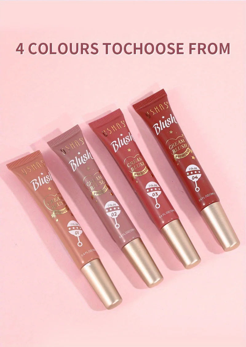 USHAS 4 Color Long-lasting Liquid Blush Facial Contouring Lightweight Soft Multi-Use Cream Blush Waterproof Facial Blush Stick