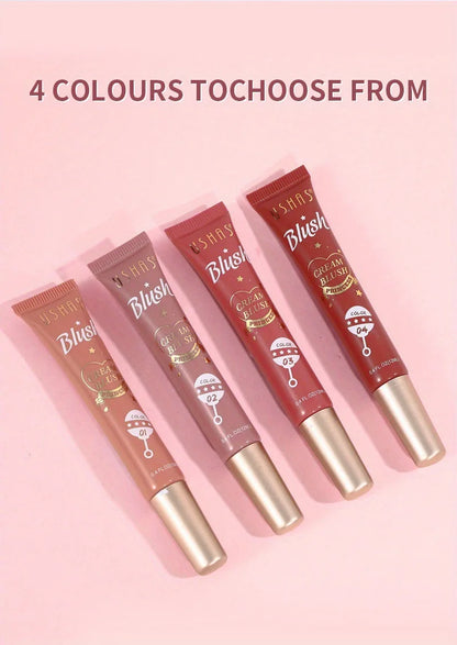 USHAS 4 Color Long-lasting Liquid Blush Facial Contouring Lightweight Soft Multi-Use Cream Blush Waterproof Facial Blush Stick