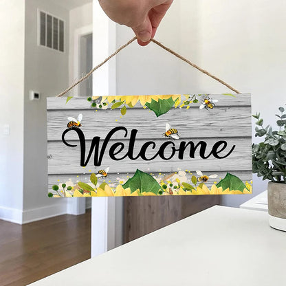 Rustic Welcome Wall Hanging Decor Wood Art Plaques Sign Door Sign for Home Living Room Front Door Decor