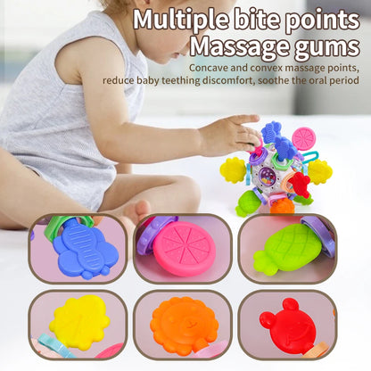 Montessori Baby Teething Toys Sensory Chew Teething Ball Rattle Grasping Activities Babies Toys for 0-18 Months Girls Boys Gifts