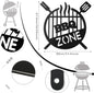Barbecue Wall Hanging Decor BBQ Zone Retro Signs Grill Outdoor Backyard Kitchen iron Art Decoratio Art,Metal Round Grill Sign