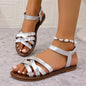 Shoes for Women 2025 Summer New Women Flat Sandals Bottom Roman Strap Sandals with Non Slip Rubber Soles Ladies Daily Sandalia
