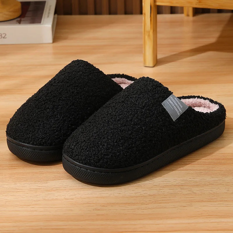 House Slippers Fashion Winter Fashion Women Short Plush Keep Warm Slip on Slippers Casual Plus Size Men Couples Indoor Shoes