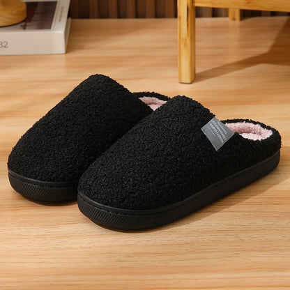House Slippers Fashion Winter Fashion Women Short Plush Keep Warm Slip on Slippers Casual Plus Size Men Couples Indoor Shoes