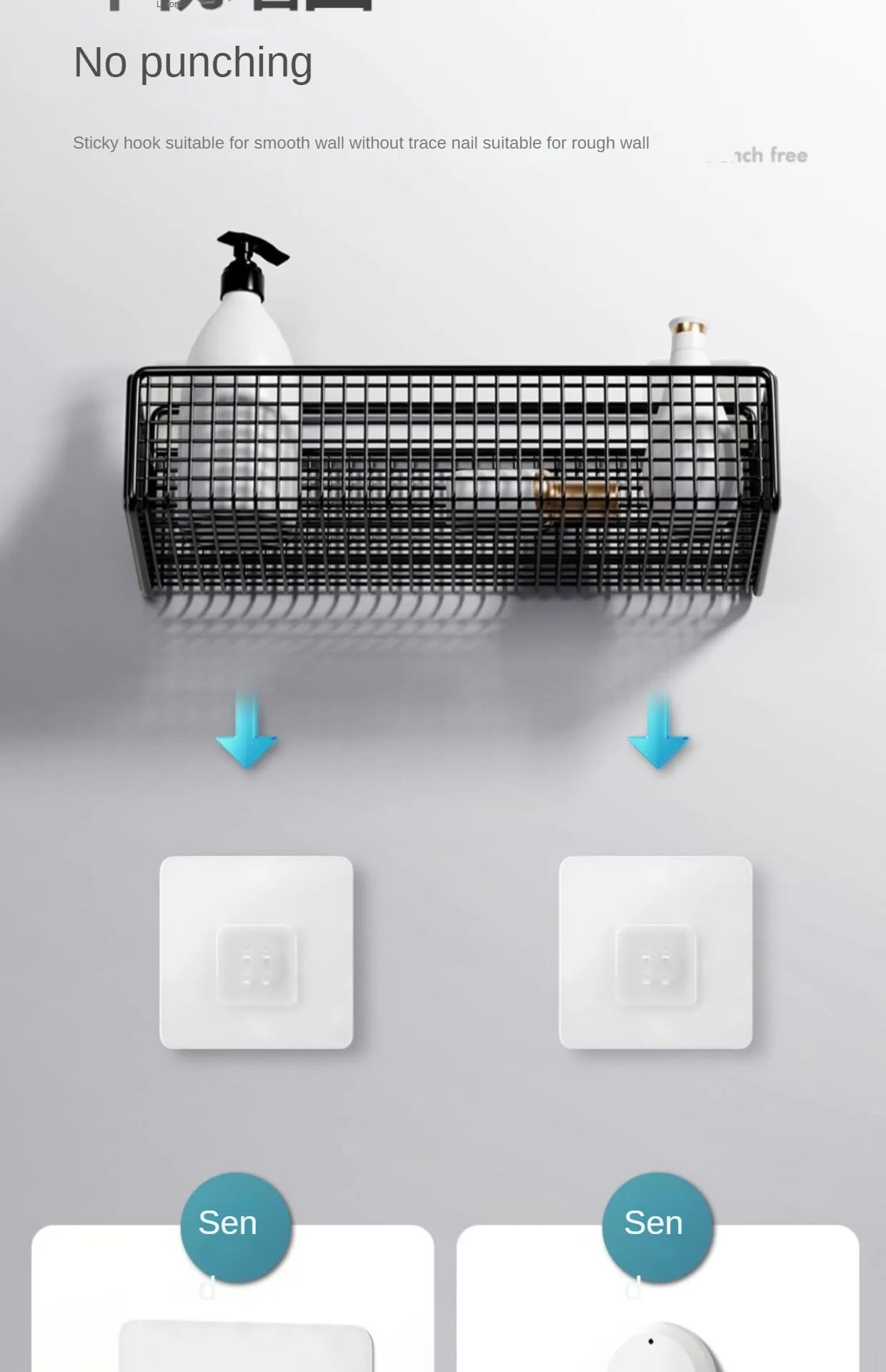 Bathroom Organiser Multifunctional Toiletries Organiser No-Punch Bathroom Shelf Bathroom Kitchen Wall Mount Storage Rack