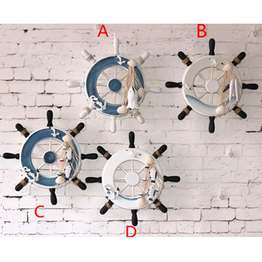 Magideal Nautical Beach Wooden Boat Ship Steering Wheel Home Wall Hanging Decor