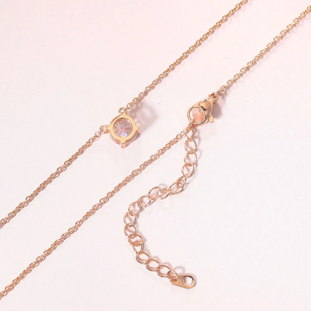 New Jewelry Small Crystal Pendant Necklaces For Women Shiny Zirconia Necklace For Female Wedding Engagement Birthday Gifts N415