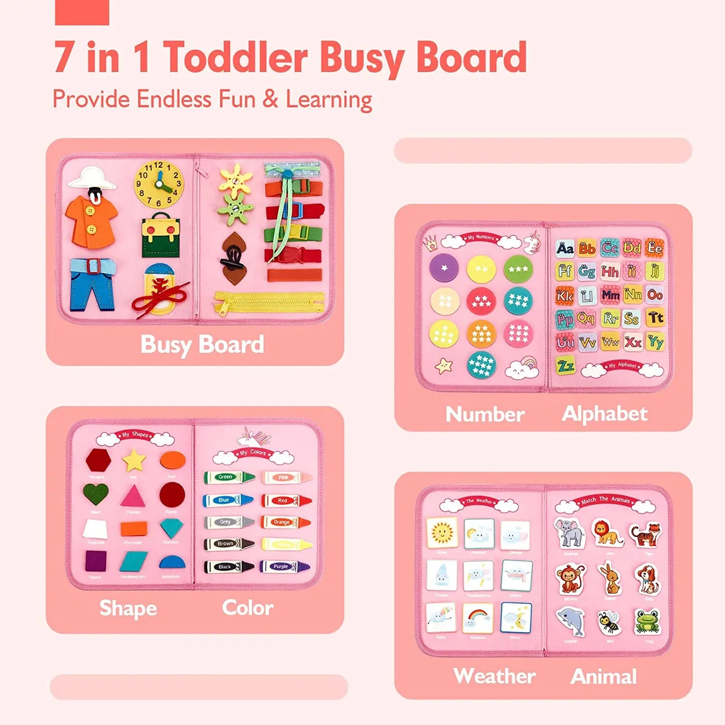 Montessori Toys Busy Board Sensory Activity Developing Board for Motor Skills,Learning Board for Toddlers  Christmas Gift