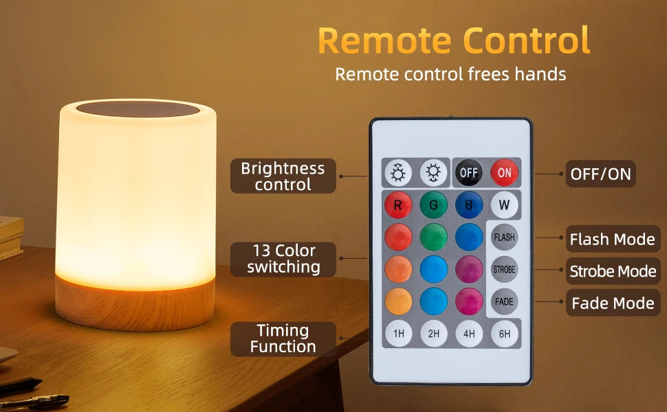 16 Colors Smart Touch Bedside Table Lamp RGB USB Rechargeable Night Light Desk Lamp Bedroom Decoration Gift Dining Table Light