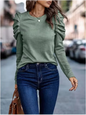 Women's  Round Neck Long Sleeved Pleated Elegant T-shirt Daily Parties Fashionable Commuting Style Autumn Top