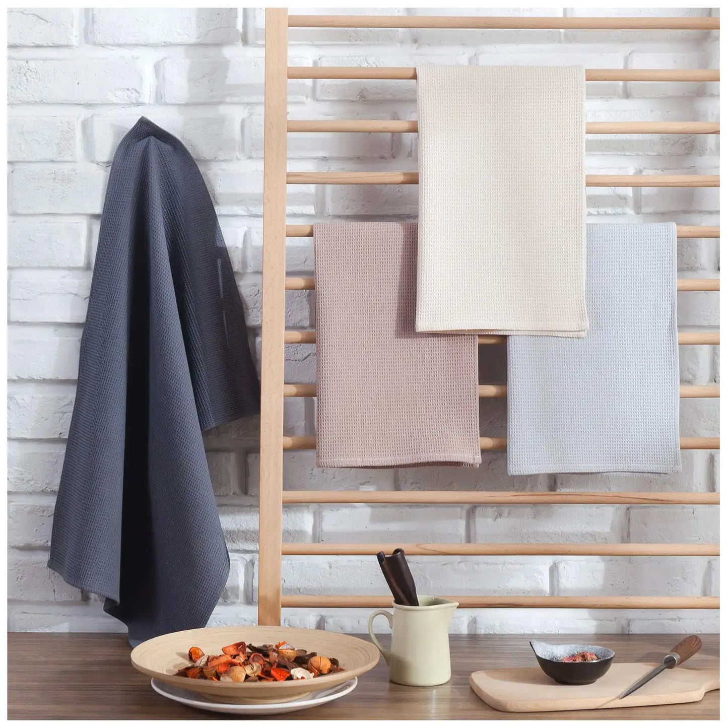 Dish Towels Set, 100% Cotton Waffle Weave Kitchen Towels, Super Absorbent Kitchen Hand Dish Cloths for Drying and Cleaning