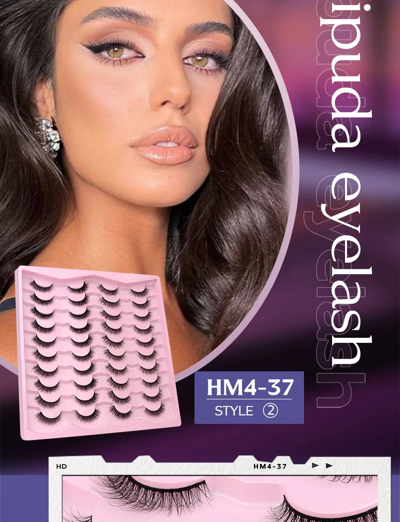 2 Style 20 Pairs Eyelash 3D Natural Mink False Eyelashes Makeup Fake Eye Lashes Faux Cilios Make Up Beauty Tools Wholesale