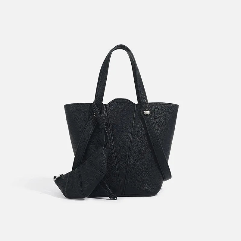 Designer PU Leather Bucket Bag Women Fashion Two-in-One Shoulder Crossbody Top Handle Convertible Purse High Quality