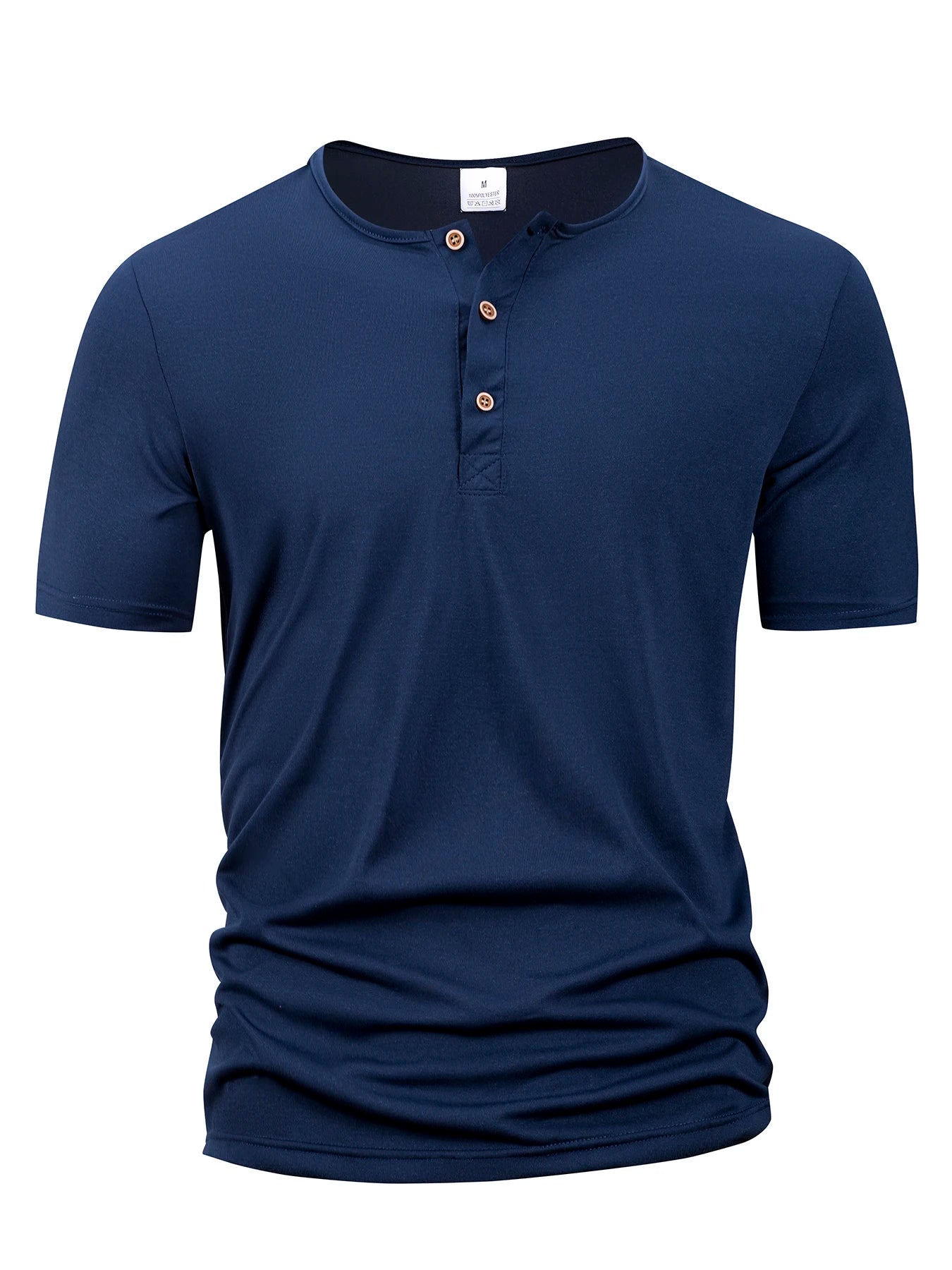 Summer Men Henley Collar T-shirts Button Slim Casual Male Solid Color Short Sleeve Men Sports T-shirt Polo shirt Tops