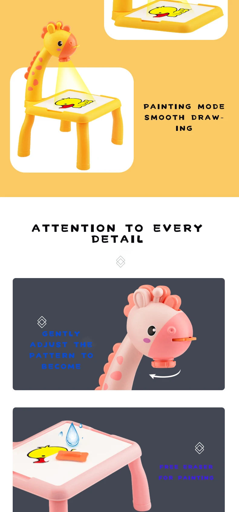 Kids Painting Board Toys Children LED Projector Art Painting Table Desk Arts Toy  Educational Learning Paint Tool Toy For Girl