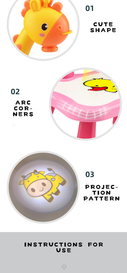 Kids Painting Board Toys Children LED Projector Art Painting Table Desk Arts Toy  Educational Learning Paint Tool Toy For Girl