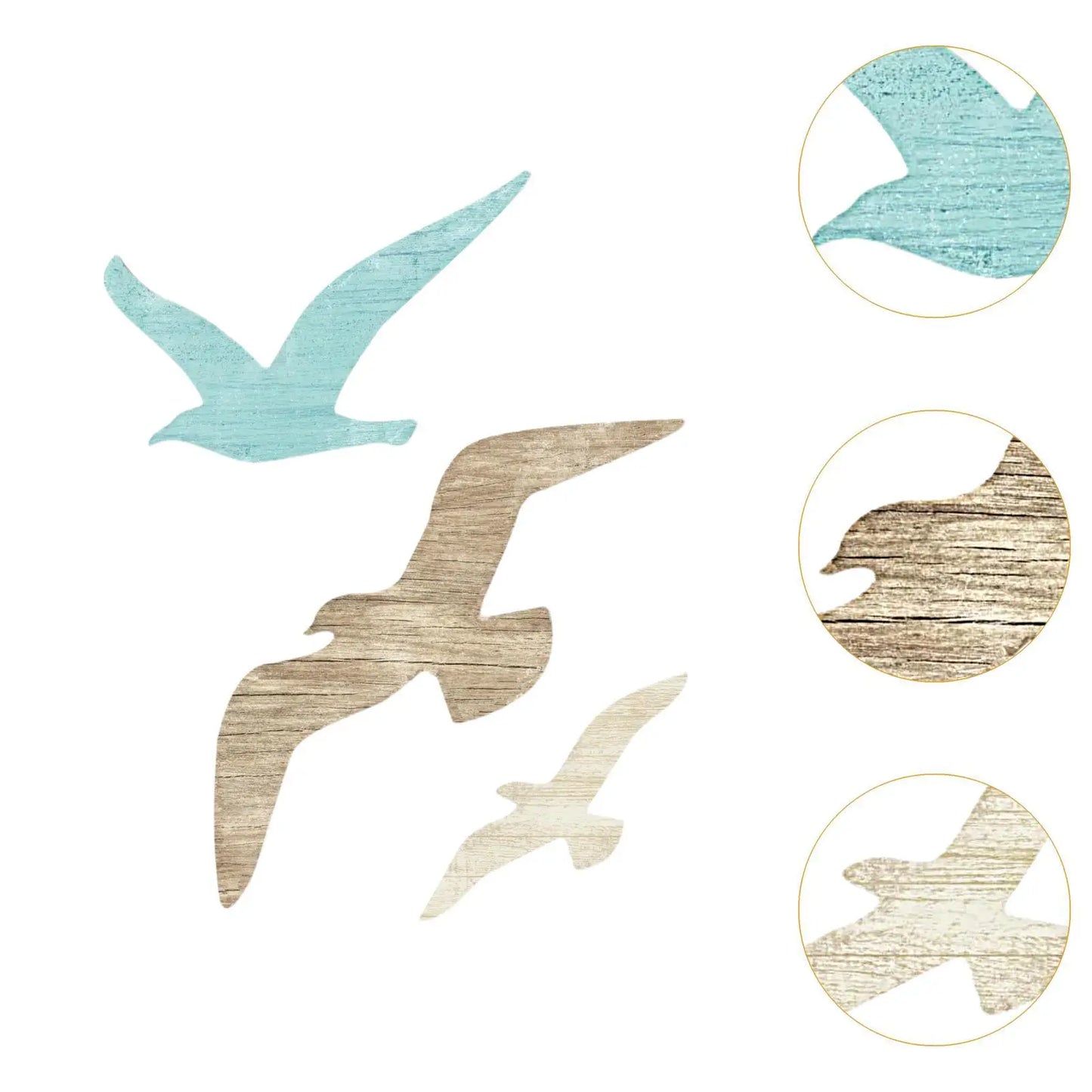 3 Pieces Wooden Seagull Wall Decor Theme Art Beach Themed Home Decoration for Dorm Indoor/Outdoor Background Hallway