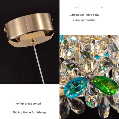 Bedroom Bedside Lamp Crystal Small Chandelier French Flower Light Luxury Entrance Cabinet Restaurant Cloakroom Hanging Line Lamp