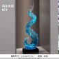 Home Decor Wind and Water Rising Decorations,Blue Resin Sculpture Luxury Living Room Entrance Vertical Art Decoration Customized