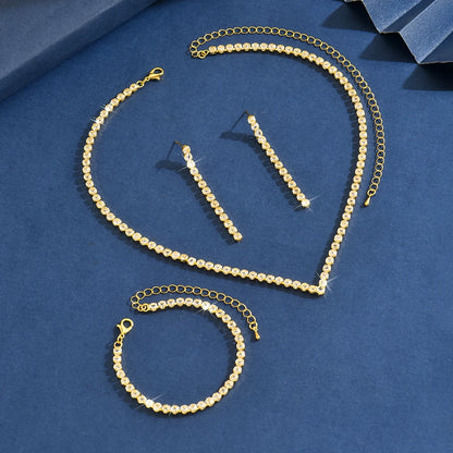 Women's Jewelry Set zircon Copper Alloy Chain Necklace Earrings Bracelet Casual Accessories for Weddings Parties Holidays