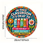 2D Retro Wooden Disc Cartoon Book Flower Design Signboard School Classroom Library After-school Class Door Hanging Decor Gift