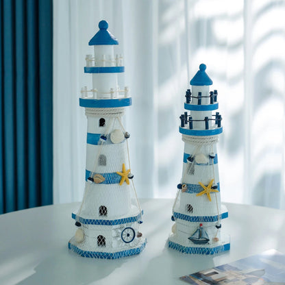Mediterranean Wooden Lighthouse Sea Decorations Home Decoration Creative Marine Style Decor Gifts For Kids Living Room Ornament