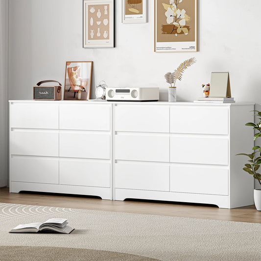 Getone White Chest of Drawers Bedroom, Tall Chest of Drawers with 6 Drawers, Bedroom Furniture Dresser Storage Cupboard Cabinet  Bedroom Dresser, for Dining Room Living Room Hallway 120x40x82cm