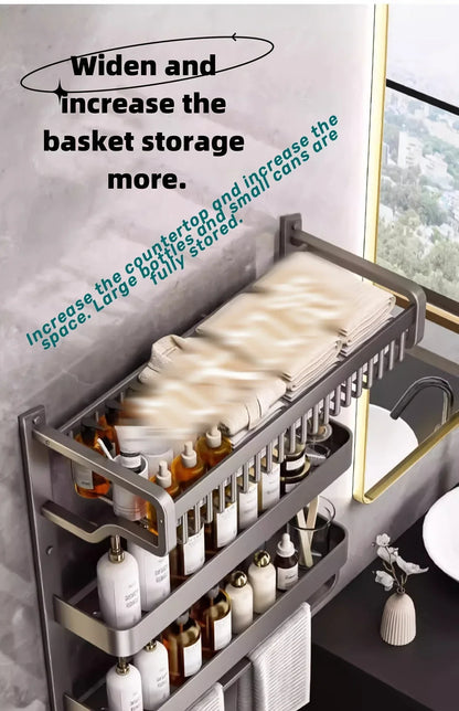 Bathroom Space Storage Towel Items Storage Rack Shampoo Bottle Mouthwash Cup Triple Shelf Wall Hooks Bathroom Accessories