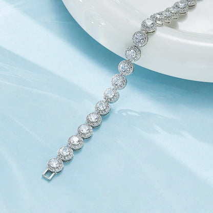 Luxury Zircon Chunky Bracelets For women Round Zirconia Stone Wedding Engagement Women Bracelet Jewelry Gift
