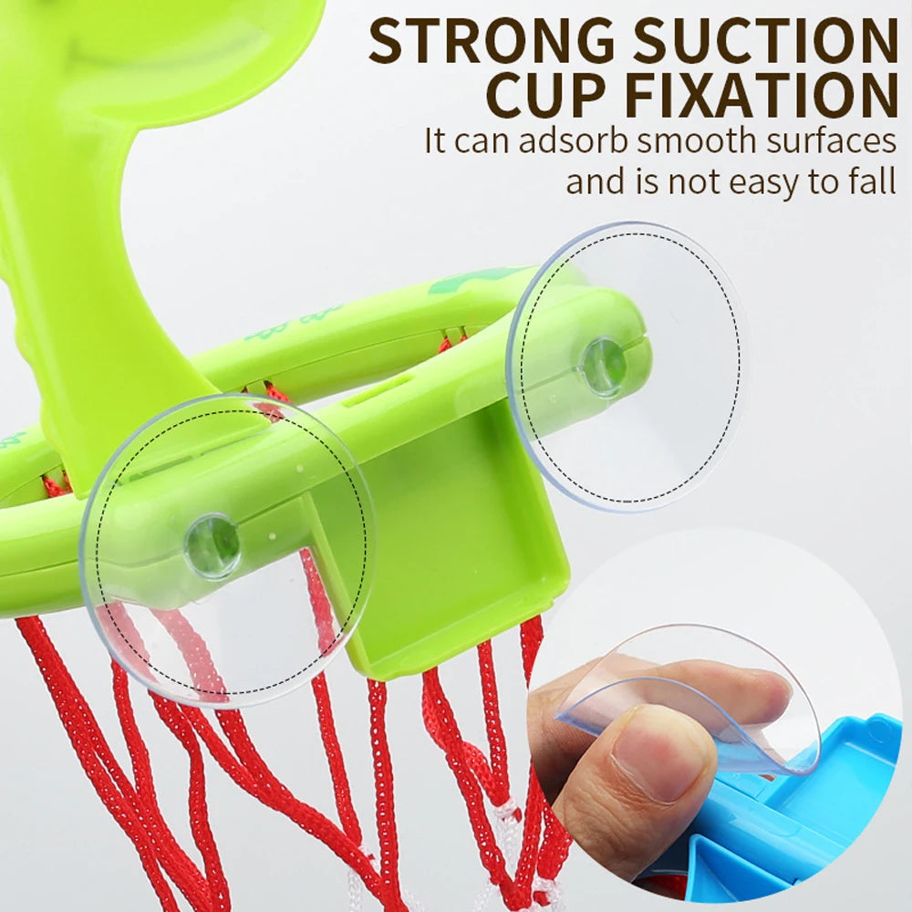 Baby Bath Toy Children Water Play Toys Set Bathroom Bathtub Suction Cup Shooting Basketball Hoop with 3 Balls Bath Toys for Kids